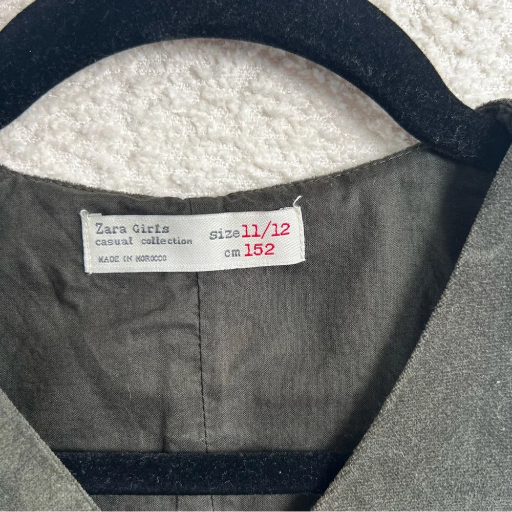 Zara Girls Velvet Sleeveless Pinafore Jumper Dress Dark Green Size 11/12‎ Years